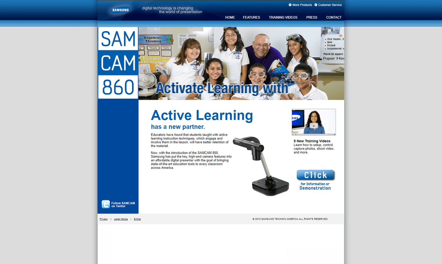 Samsung Website for SamCam 860