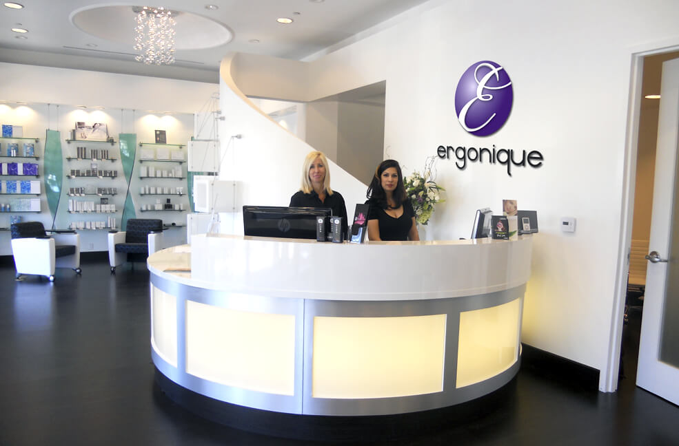 Ergonique Reception Area with Logo